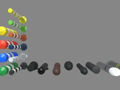 Bollards Pack Low-poly 3D model