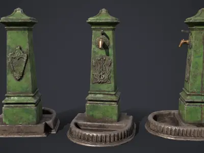 Street Water Stand Low-poly 3D model