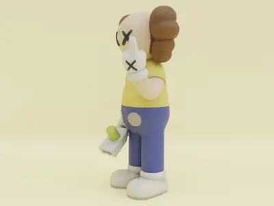 KAWS Morty Smith The Anxious Companion Figure Toy Low-poly 3D model
