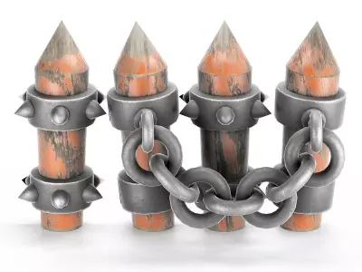 stylized Fence model game rady  Low-poly 3D model