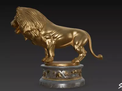 Lion Statue V13 Low-poly 3D model