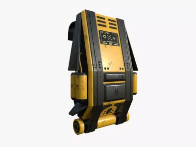 SciFi Backpack F02 Yellow - Fashion Character Design Low-poly 3D model