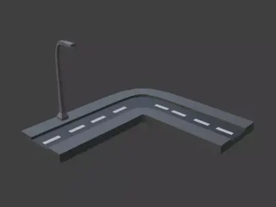 road to the right Low-poly 3D model