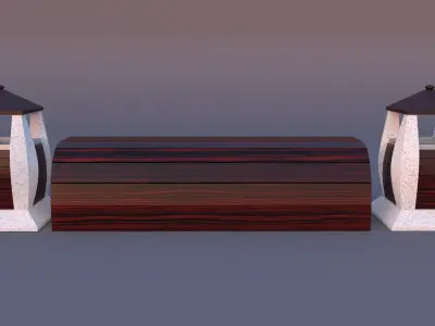 Park bench and rubbish bin  3D model