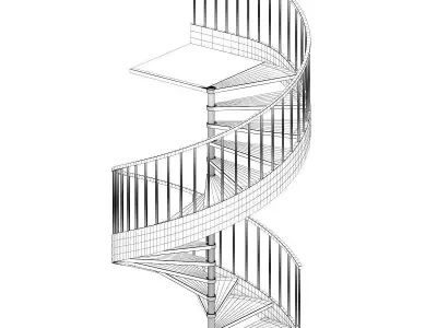 Wooden Spiral Stairs 1 3D model