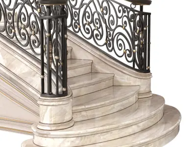 Classic interior marble staircase 3D model