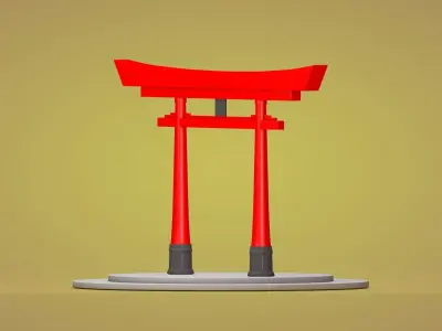 Japanese Torii Gate Low-poly 3D model