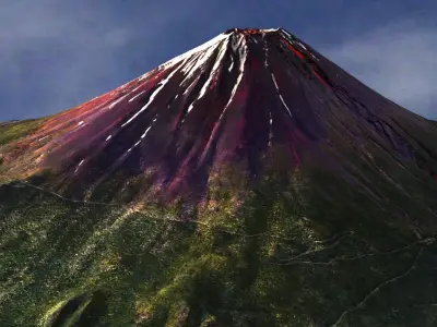 Mount Fuji - Low and High Poly Versions Low-poly 3D model