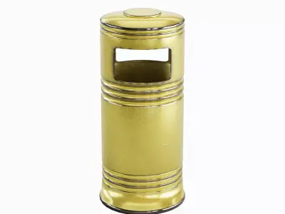 Metal Street Trash Bin Set Low-poly 3D model