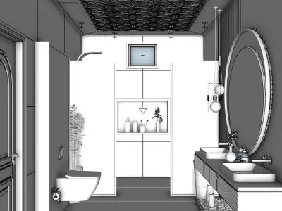 MASTER BATHROOM INTERIOR WITH COMPLETE LIGHT SETTING WITH VRAY 6 3D model