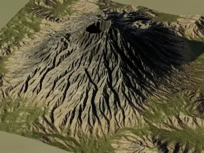 Realistic Volcano Mountain 3D Terrain Environment PBR Low-poly 3D model