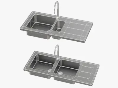 Sink and Faucet Low-poly 3D model