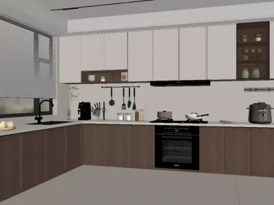 Modern minimalist kitchen 3D model