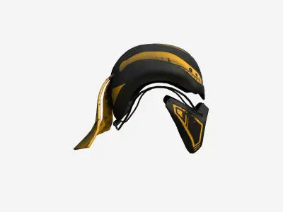SciFi Ninja Mask A09 Black Yellow - Character Design Fashion Low-poly 3D model