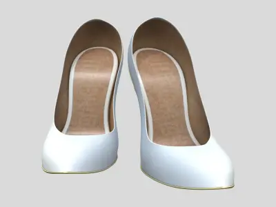 White Gold High Heels Low-poly 3D model