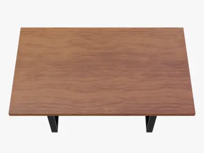 Table with wooden top and metal legs Free 3D model