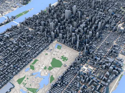 Custom 3D City Models for Games Simulations 3D Printing Low-poly 3D model