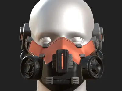 Gas mask scifi futuristic military combat  Low-poly 3D model