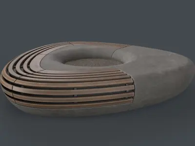 Modern Outdoor Bench 109 PBR Game Ready Low-poly 3D model