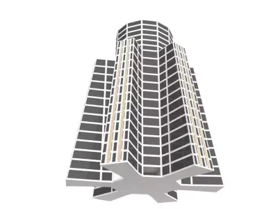 Game-Ready Skyscraper Cinema 4D High-Rise Building 3D Model Low-poly 3D model