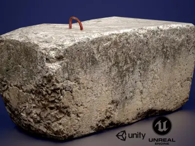 Concrete slab Low-poly 3D model