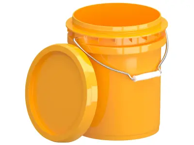 Food Grade 5l Plastic Bucket Yellow 3D model