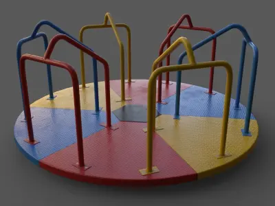PBR Merry Go Round Roundabout A Low-poly 3D model