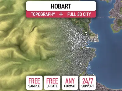 Hobart - 3D City Topography Terrain 3D Model Pack