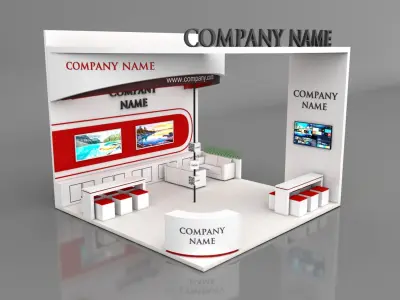 Booth Exhibition Stand Stall 6X6m Height 500 cm 3 Side Open 3D model buy
