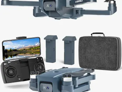 Drones with camera Professional 4K RC quadcopter drones Low-poly 3D model