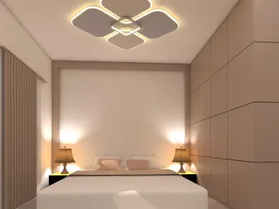 Bedroom modern with walls and accents 3D model