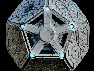 Geometrical Spacecraft Hedra Sphere Round Sci-Fi Space Station Low-poly 3D model