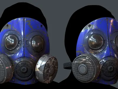 Gas mask helmet 3d model scifi Low-polyel Low-poly 3D model
