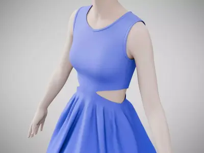Dress 33 Very Light Blue Low-poly 3D model