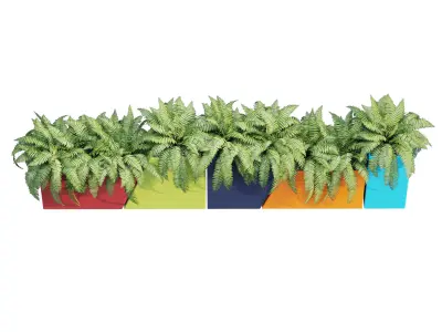 Tessellate colorful planter with plants in it 3D model