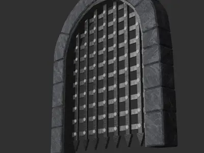 Animated Medieval Gate Low-poly 3D model