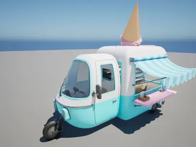 Ice Cream Van Low-poly 3D model