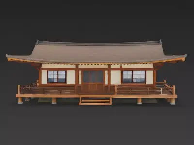 Traditional Asian Wooden House 3D Model Low-poly 3D model