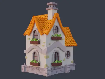 Cartoon House 10 Low-poly 3D model