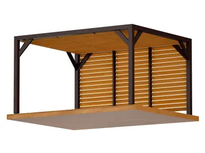 Wooden Rack Gazebo Pergola 3D model