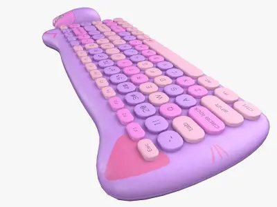 Wireless Keyboard Mouse Set Purple Tones Version 3D model