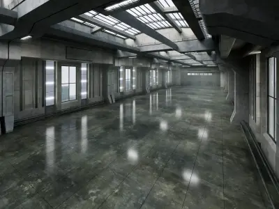 Cinematic Vehicle Hangar - Cinematic Environment - 003 Low-poly 3D model