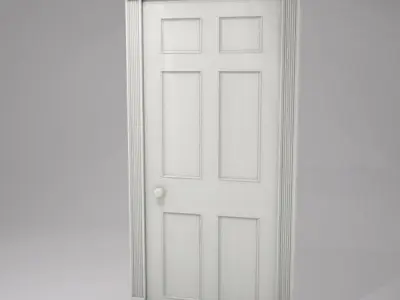 six panel door Low-poly 3D model