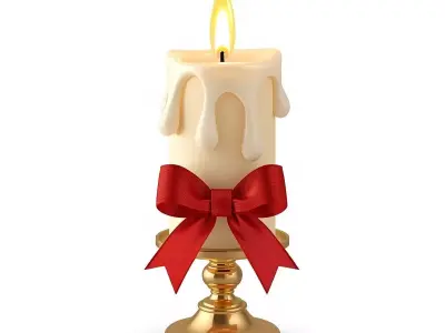 Christmas Pillar Candle 3D Model Elegant Holiday Decor Low-poly 3D model