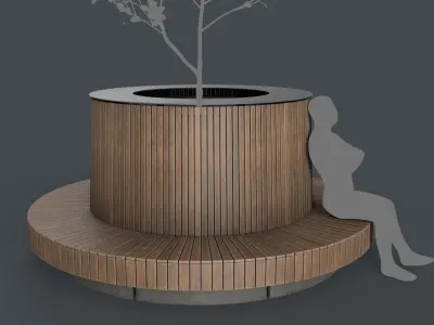 Modern Outdoor Bench 121 PBR Game Ready Low-poly 3D model