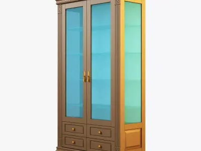 Victory wooden cabinet with glass doors 3D model