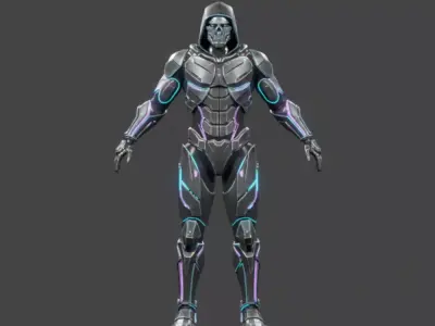 Cyber Ninja Character Futuristic CGI 3D Model Low-poly 3D model