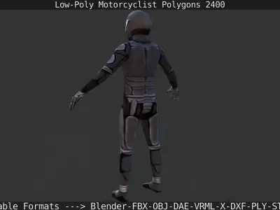 Lowpoly Motorcyclist man in motorcycle suit Low-poly 3D model