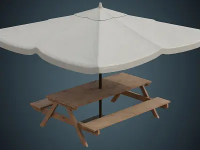 Patio Umbrella 1B Low-poly 3D model