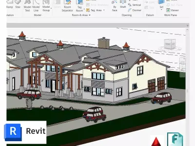 Revit Barndominium House FBX CAD Blue prints 3D model